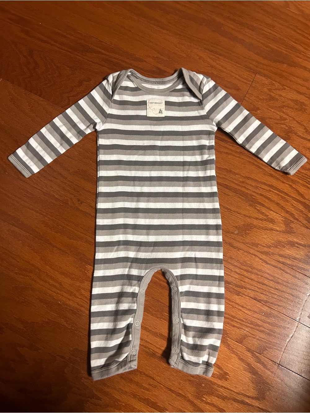 Burt's Bees Baby 3-6 Month Gray Striped Organic Outfit